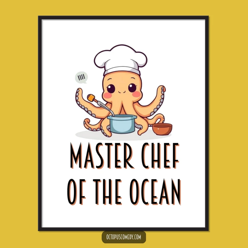 Funny Free Printable Wall Art: Chef Octopus - Culinary Downloadable Decor