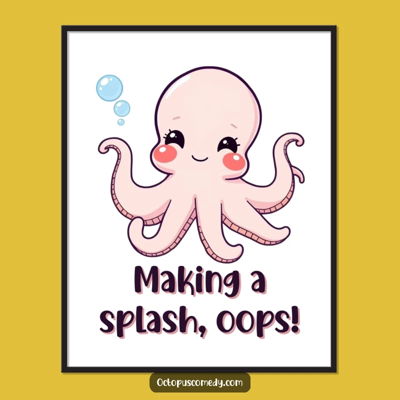 Funny Free Printable Wall Art: Mischievous Octopus Blowing Bubbles!