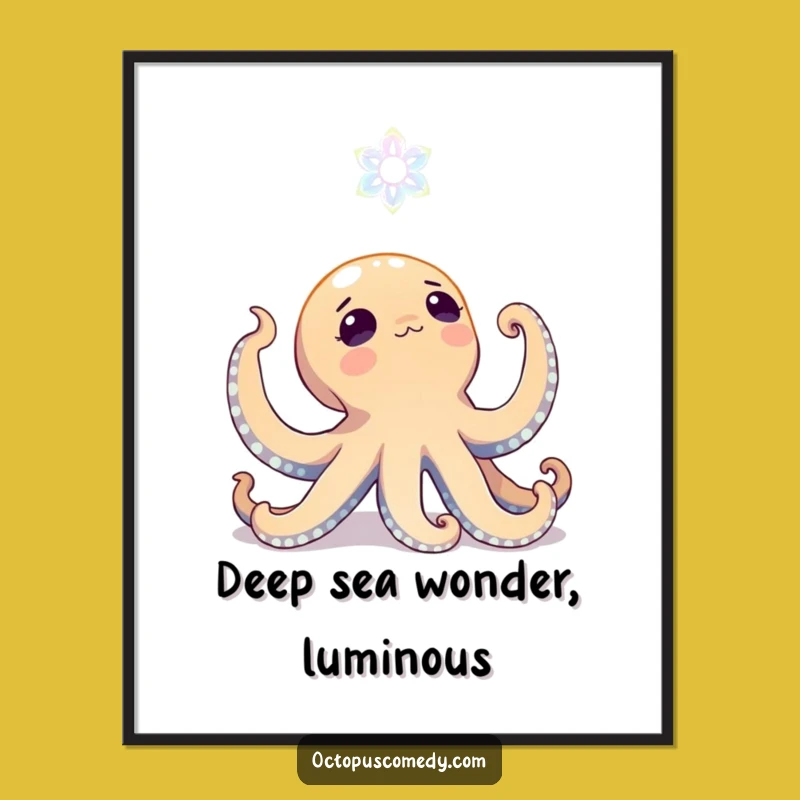 Funny Free Printable Wall Art: Octopus Gazing Up, Mystical Downloadable Decor