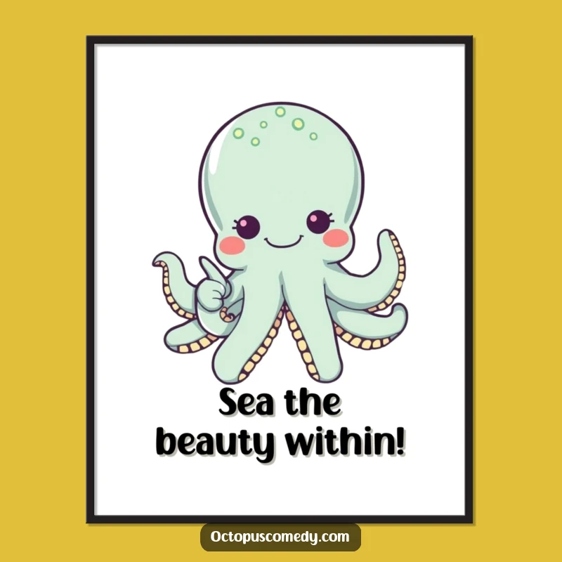 Funny Free Printable Wall Art: Octopus Points to a Hidden Pearl!