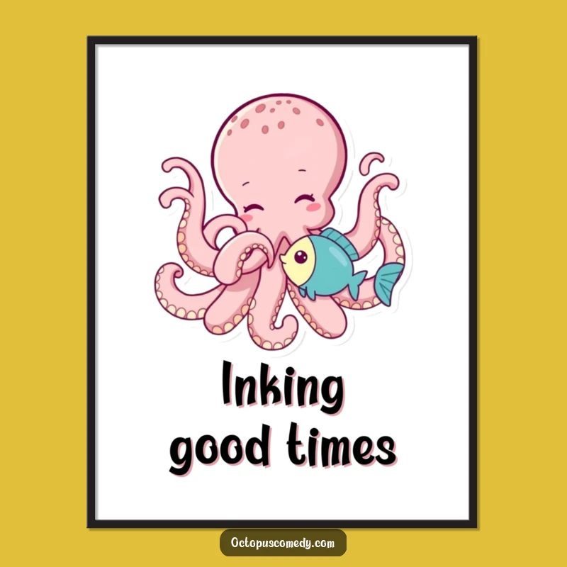Free Printable Wall Art: Tickling Octopus, Playful Downloadable Ocean Decor