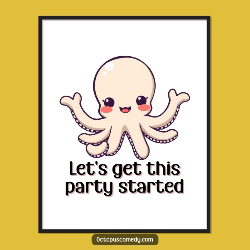 Free Printable Wall Art: Friendly Kawaii Octopus Embrace - Downloadable Decor
