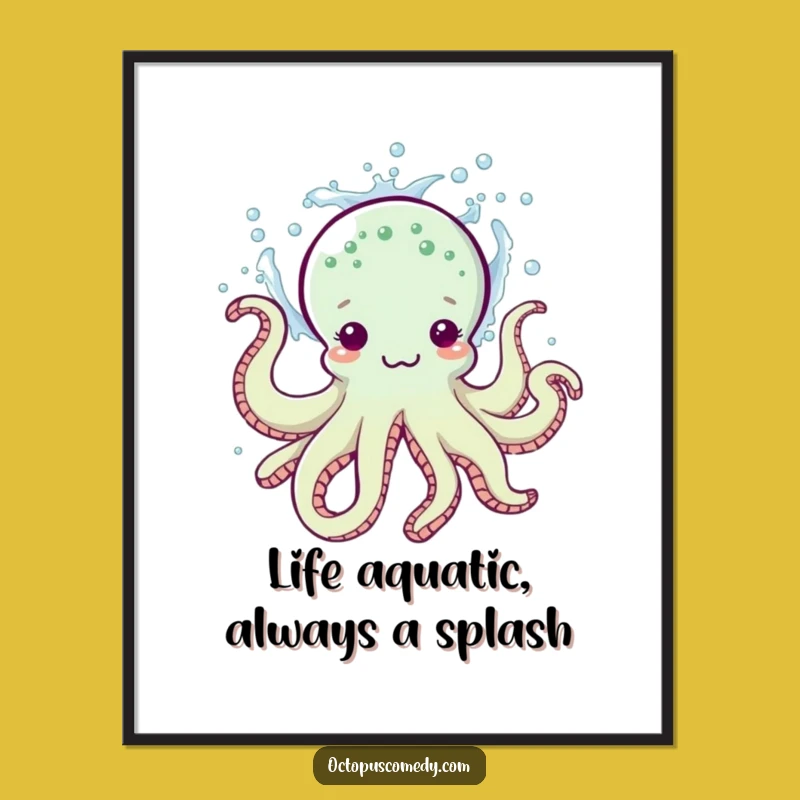 Free Printable Wall Art: Funny Octopus Splashing Water, Hilarious Ocean Downloadable Decor!