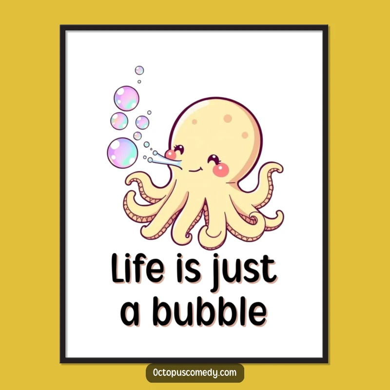 Free Printable Kawaii Octopus Wall Art: Playful Bubble Decor!
