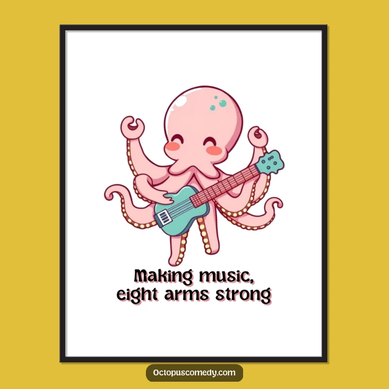 Funny Free Printable Wall Art: Octopus Musician, Whimsical Downloadable Decor