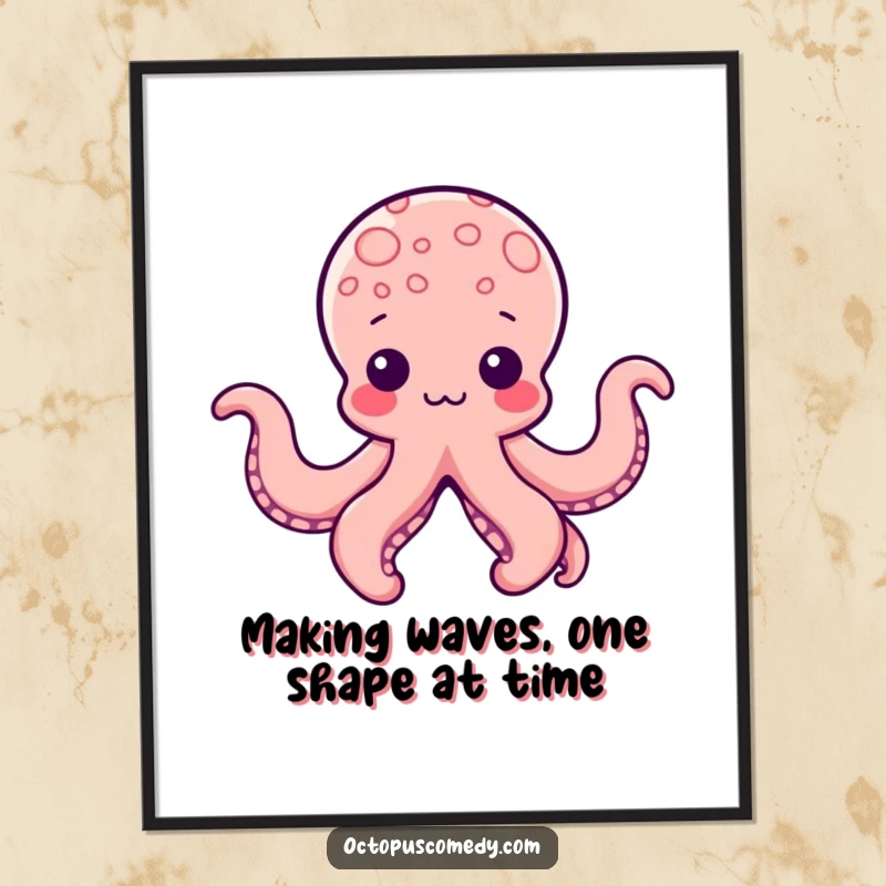 Funny Free Printable Wall Art: Kawaii octopus with tentacles forming playful shapes, adding whimsical decor.