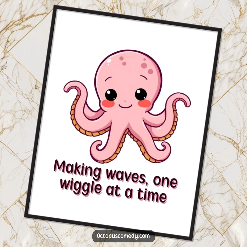 Funny Free Printable Wall Art: A determined octopus mid-wiggle, bringing a smile to any room.