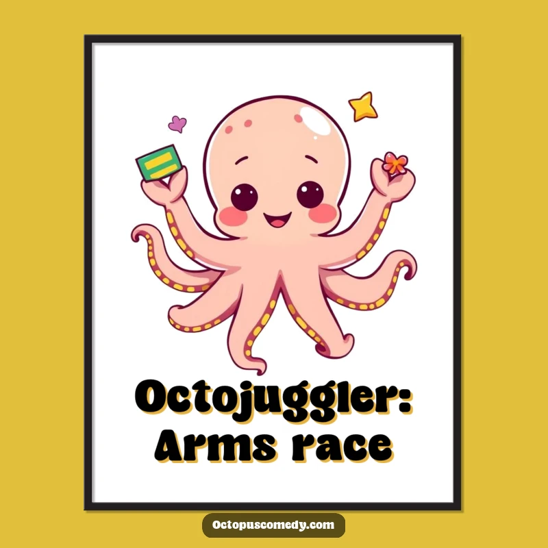 Funny Free Printable Wall Art: Kawaii Octopus Juggling Act - Downloadable Decor