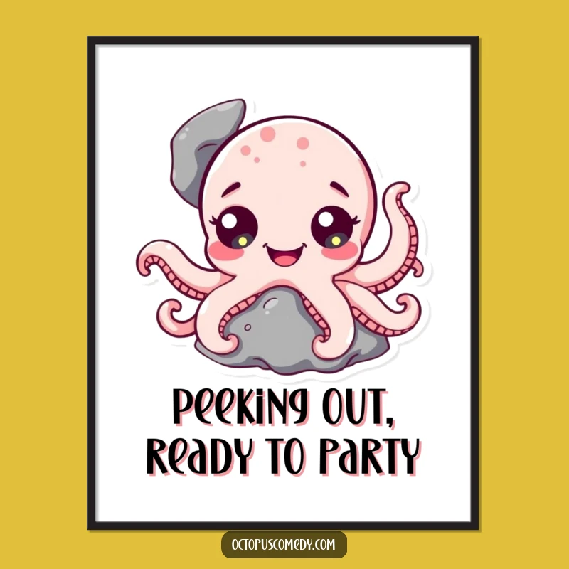 Free Printable Wall Art: Octopus Peek-a-Boo, Funny Downloadable Art