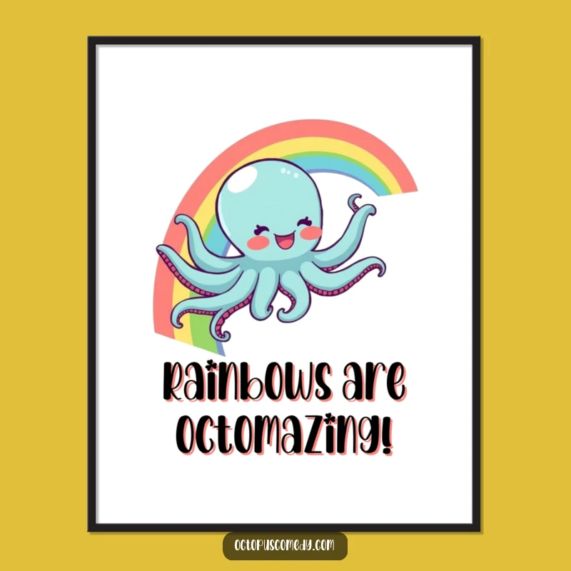 Funny Free Printable Wall Art: Rainbow Octopus - Joyful Downloadable Decor