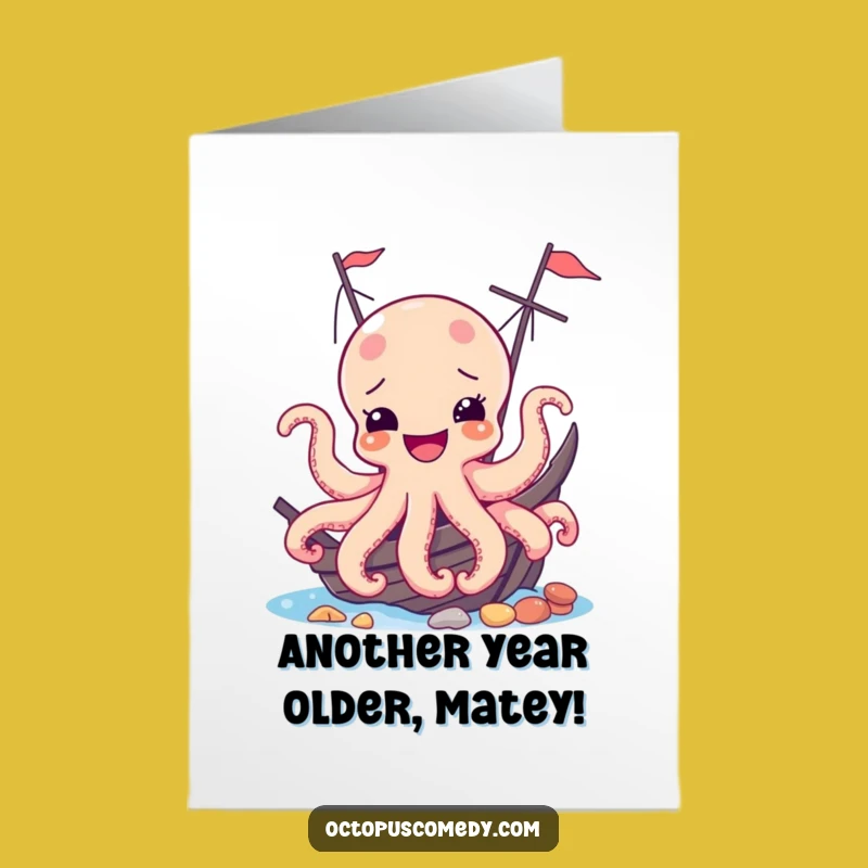 Free Printable Octopus Birthday Card: Funny Shipwreck Peek for a Laugh