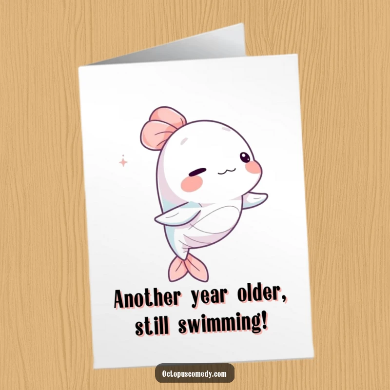 Funny Free Printable Birthday Card featuring a capricious sea creature swaying gracefully, perfect for a unique and humorous greeting.