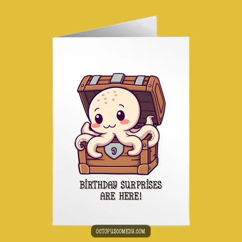 Free Printable Birthday Card: Treasure Octopus - Funny Downloadable Gift for a Gem!