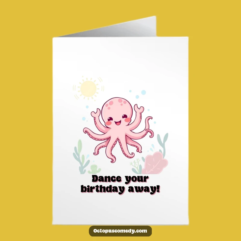 Free Printable Birthday Card: Dancing Kawaii Octopus Fun - Instant Download
