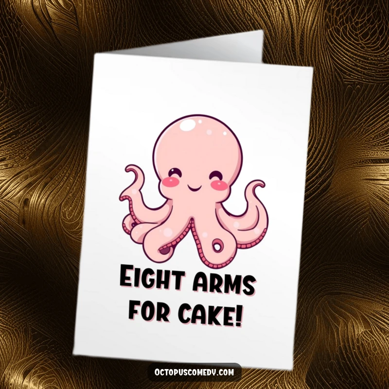 Funny Free Printable Birthday Card: An octopus with a gentle, amused curve, ready to wish you a happy birthday.