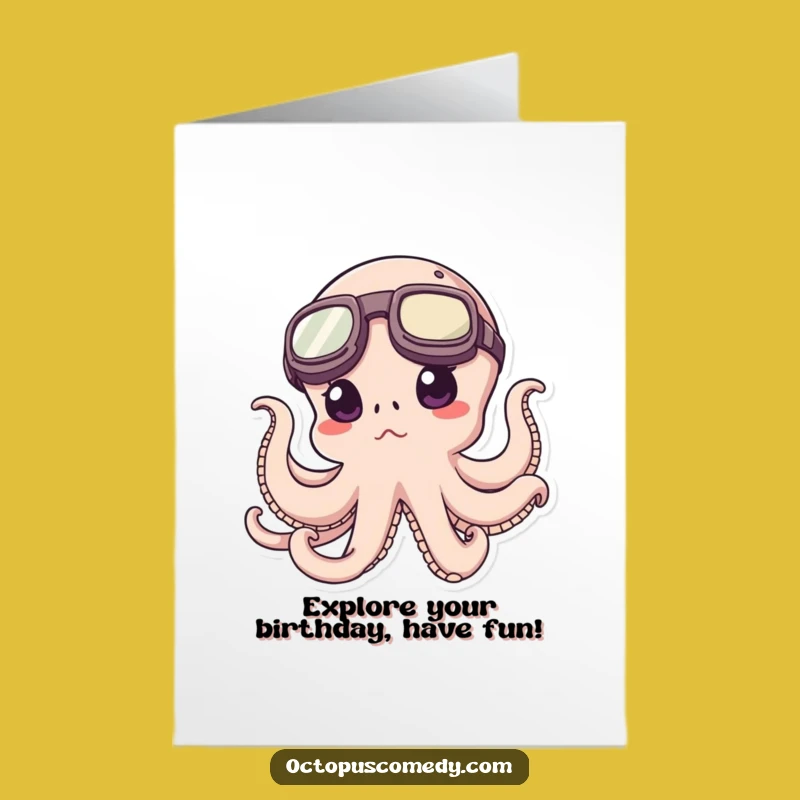 Free Printable Birthday Card: Funny Explorer Octopus - Downloadable Adventure!