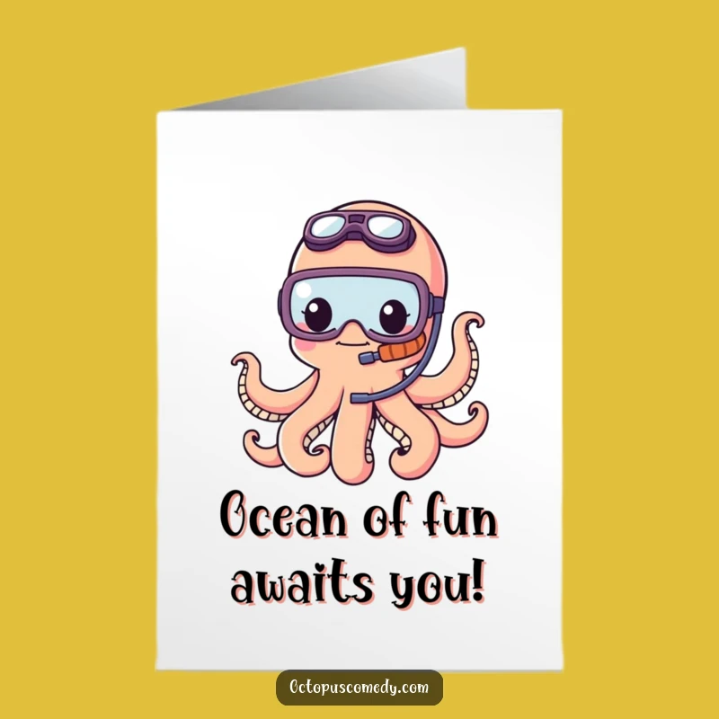 Free Printable Birthday Card: Adventurous Snorkel Octopus for Laughs
