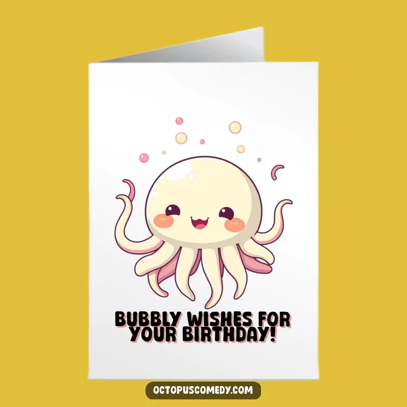 Free Printable Birthday Card: Bubbly Creature's Happy Drift - Funny Downloadable Gift for Sea Lo