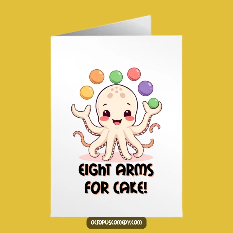 Free Printable Birthday Card: Smiling Octopus Juggling Balls Downloadable Gift