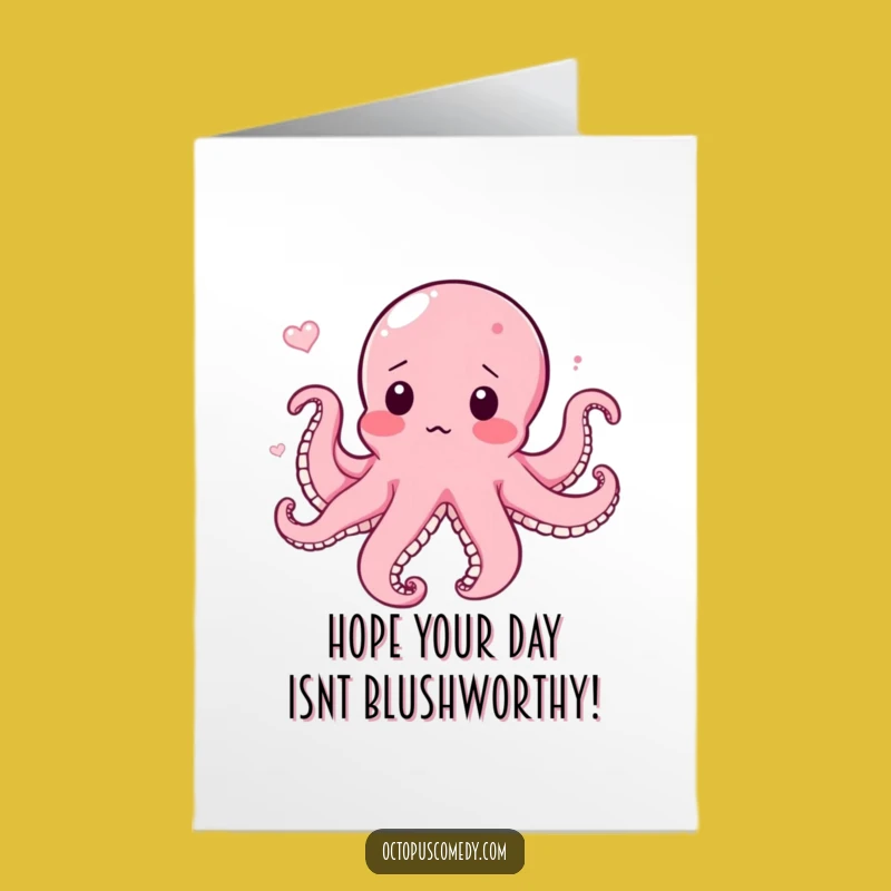 Free Printable Birthday Card: Surprised Octopus Blushing, Hilarious Caught in Current Downloadable Greeting