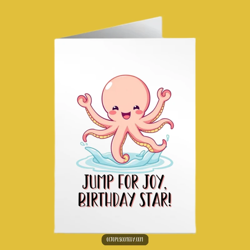 Free Printable Bouncy Octopus Birthday Card: Joyful Leap Downloadable Gift
