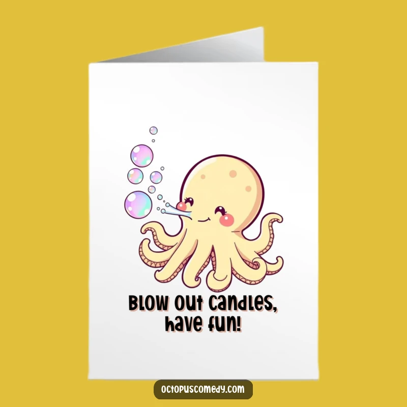 Free Printable Kawaii Octopus Bubble Birthday Card: Celebrate Fun Moments!