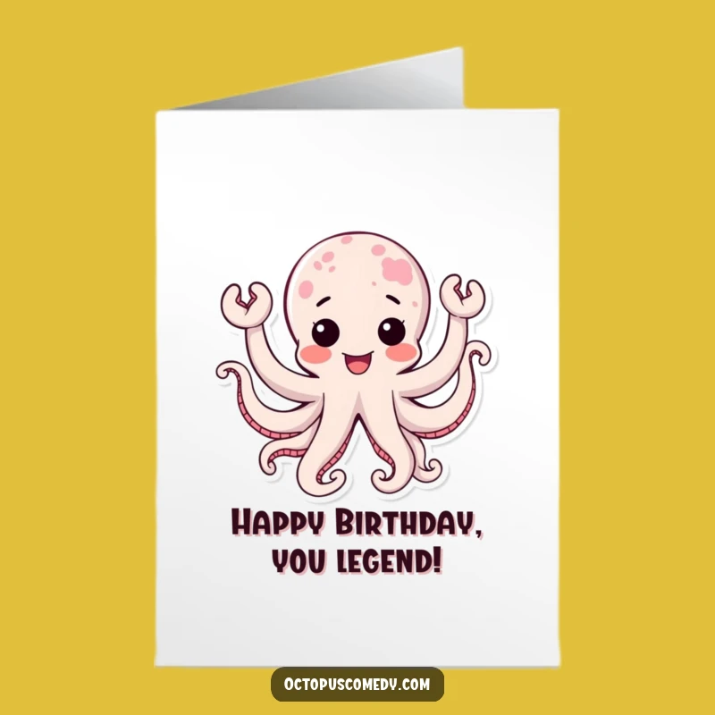 Free Printable Birthday Card: Joyful Octopus Sends Happy Birthday Wishes - Downloadable Gift