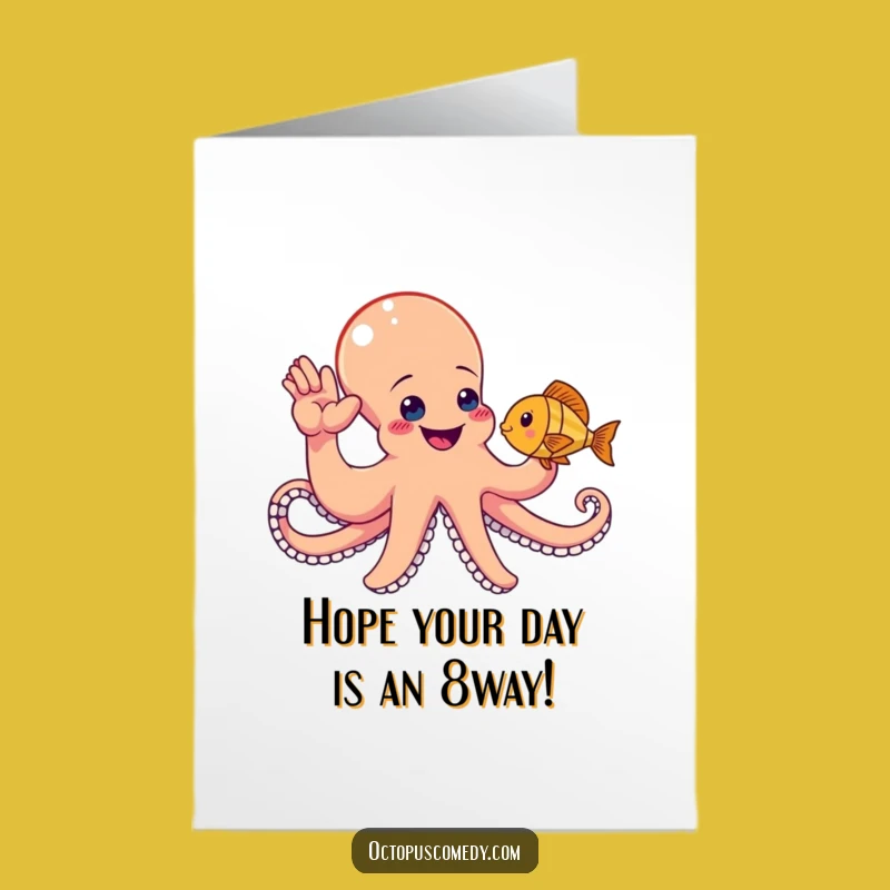 Free Printable Birthday Card: Funny Octopus High-Five Downloadable Greeting for Fun