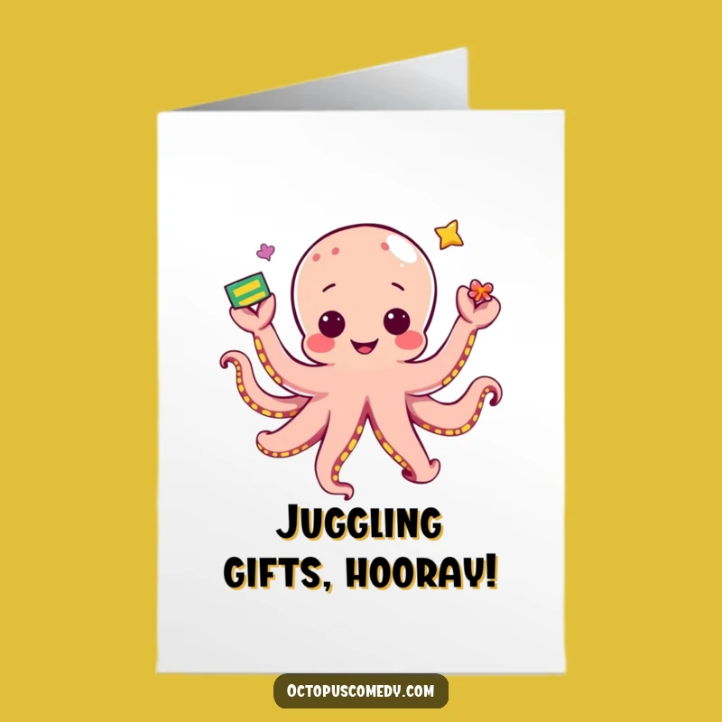 Free Printable Birthday Card: Juggling Octopus Fun - Downloadable Gift