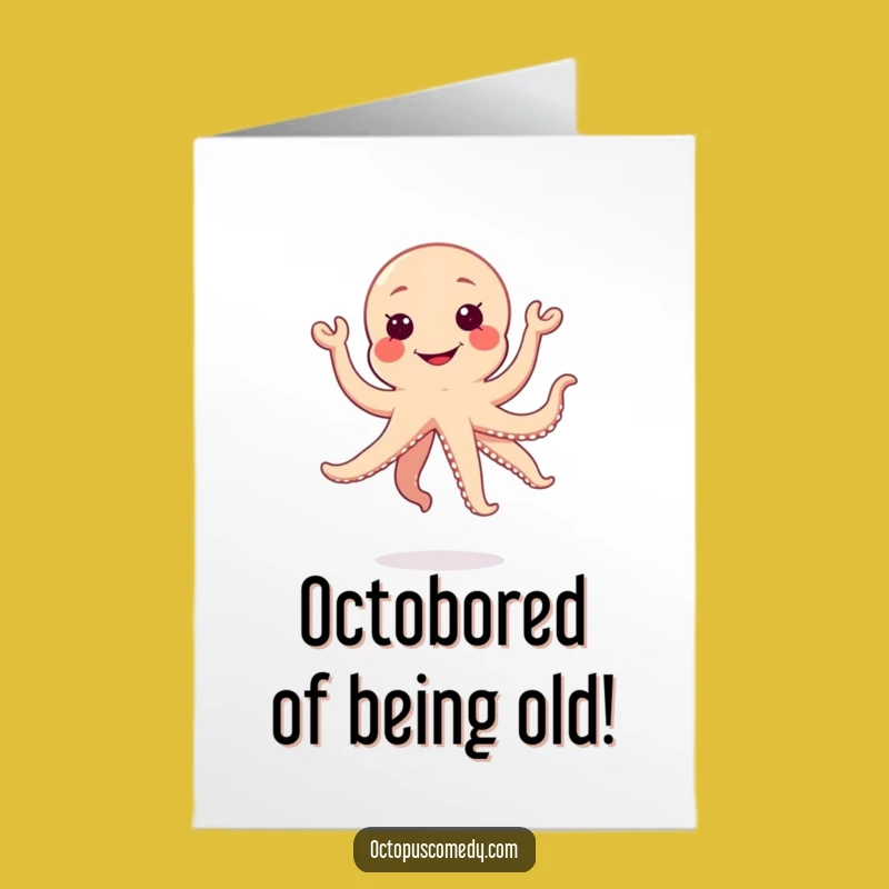 Free Printable Birthday Card: Joyful Kawaii Octopus Jump - Instant Download Fun