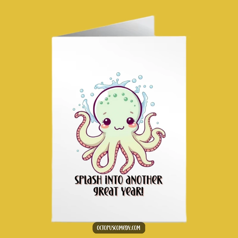 Free Printable Birthday Card: Funny Octopus Splashing Water, Hilarious Downloadable Greeting