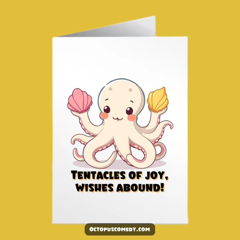 Free Printable Birthday Card: Funny Octopus Juggling Fun for a Joyful Celebration