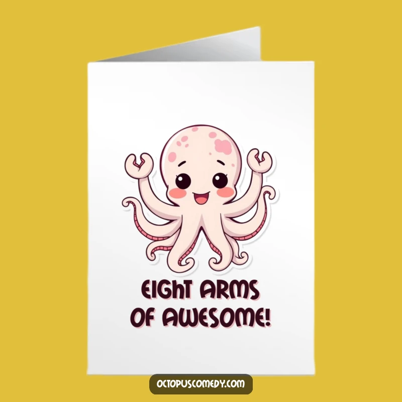Free Printable Congrats Card: Happy Octopus Cheers Your Success - Downloadable Gift