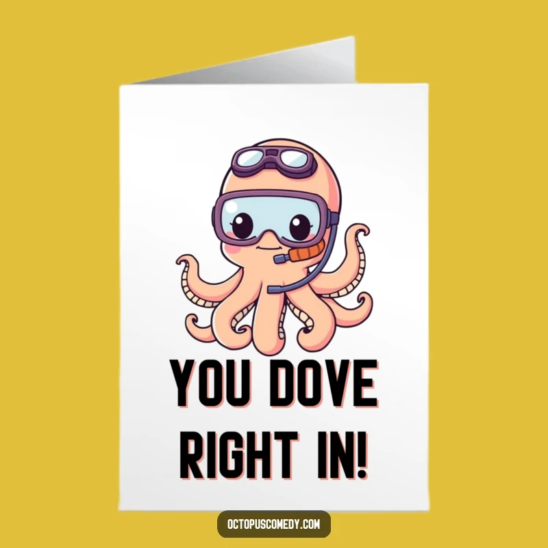 Free Printable Congrats Card: Adventurous Snorkel Octopus Cheers You On