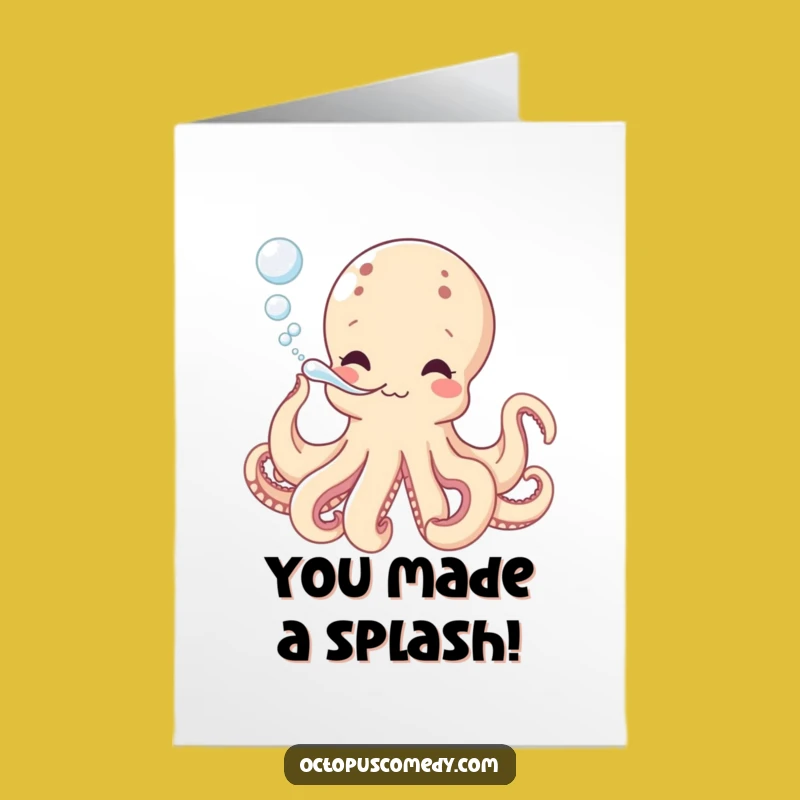 Free Printable Congrats Card: Bubble Octopus, Playful Downloadable Gift