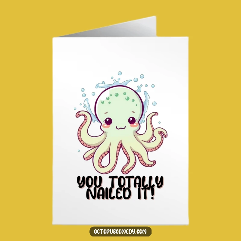 Free Printable Congrats Card: Funny Octopus Splashing Water, Celebrate with a Downloadable Splash!