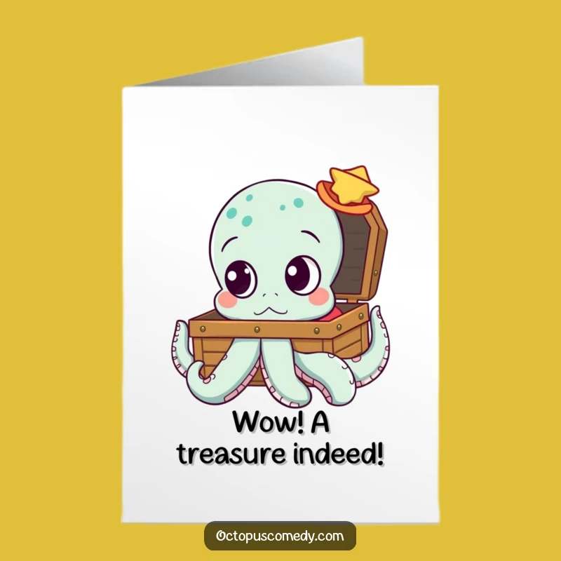 Free Printable Congrats Card: Octopus Discovers Treasure, Exciting Downloadable Gift