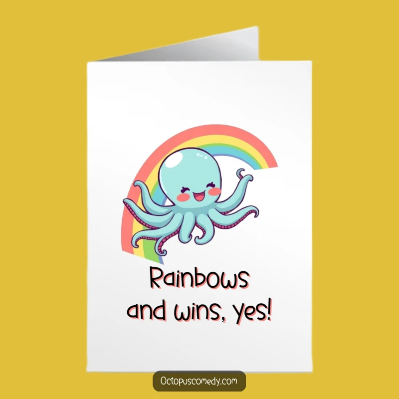 Free Printable Congrats Card: Rainbow Octopus, Happy Downloadable Gift