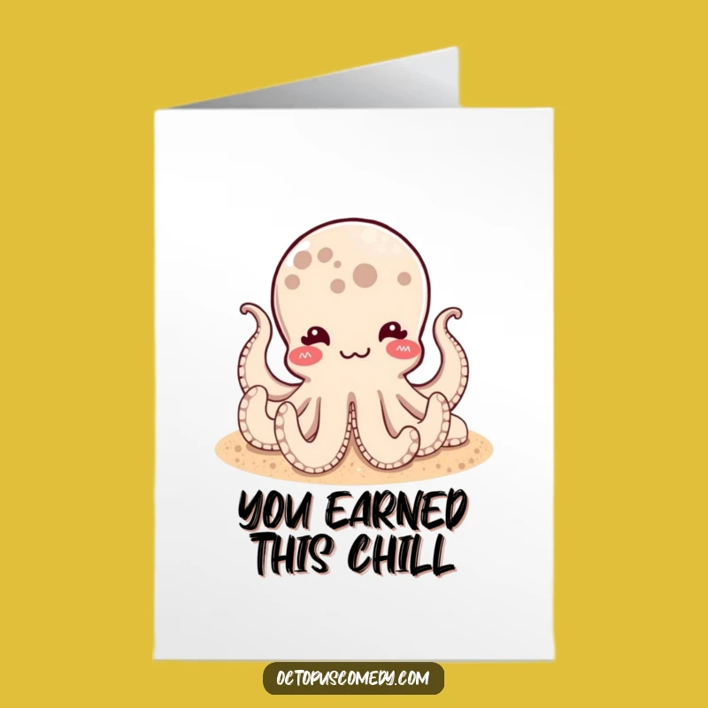 Free Printable Congrats Card: Satisfied Octopus Relaxed, Hilarious Sand Chill Downloadable!