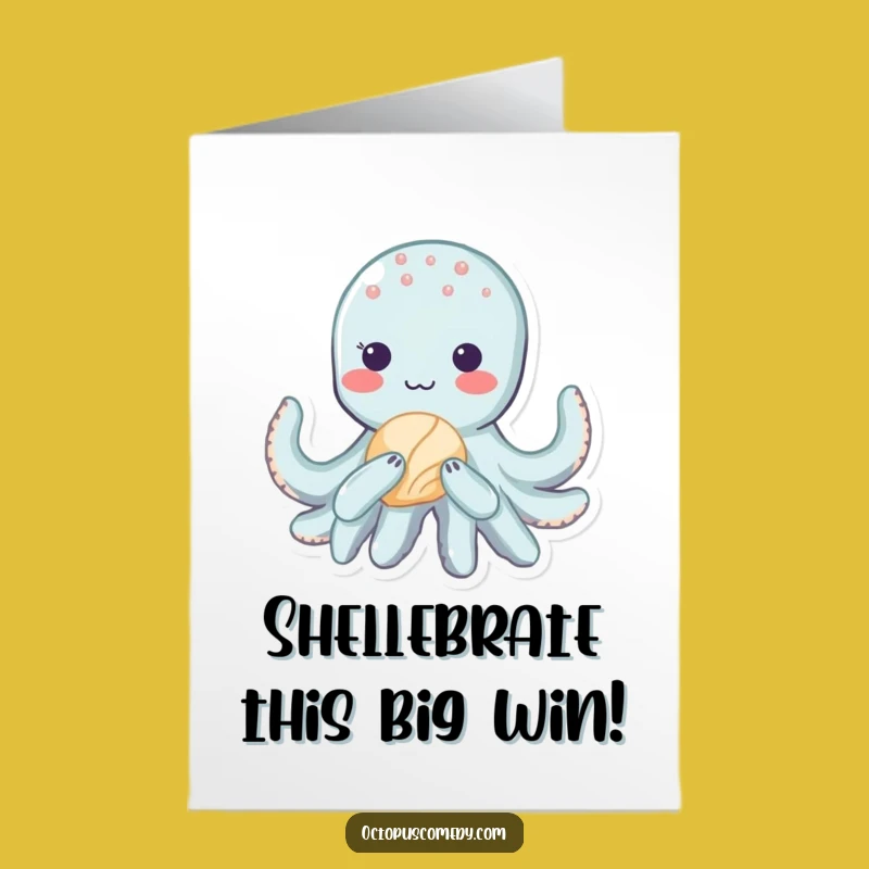 Free Printable Congrats Card: Shy Octopus Celebrating - Funny Downloadable Gift