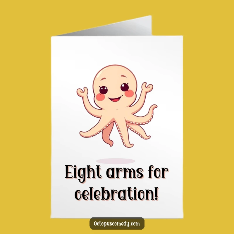 Free Printable Congrats Card: Silly Grin Kawaii Octopus - Print at Home