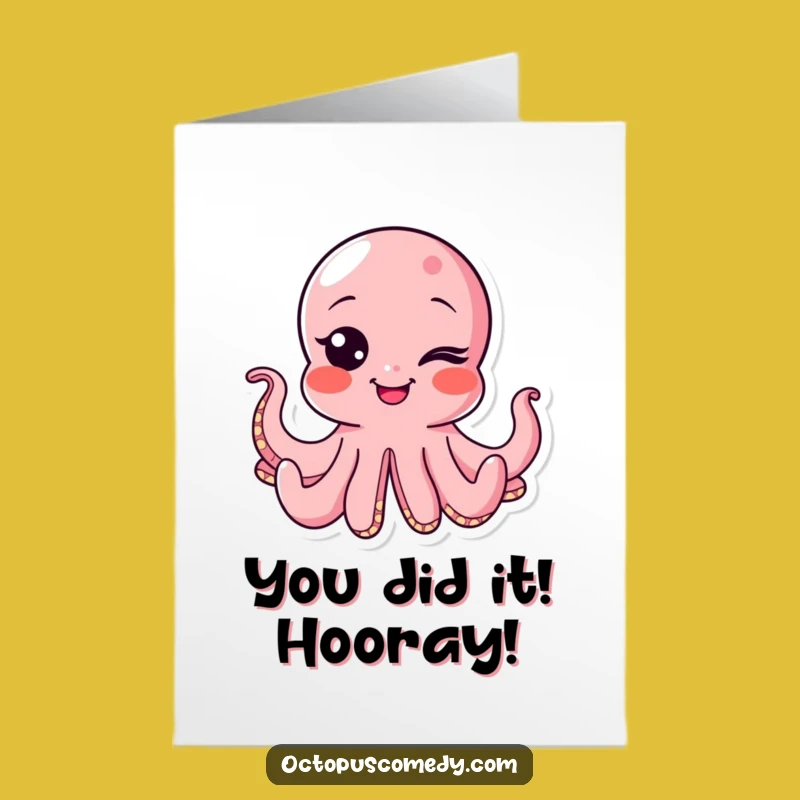 Free Printable Congrats Card: Winking Octopus for Your Big Win!
