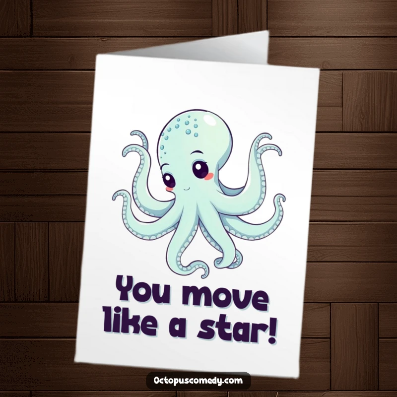 Funny Free Printable Congratulations Card: A graceful octopus executes a beautiful swirling dance, celebrating a momentous achievement.