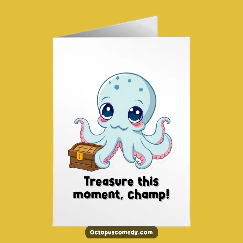 Free Printable Octopus Congrats Card: Treasure Chest Discovery, Big Celebration!