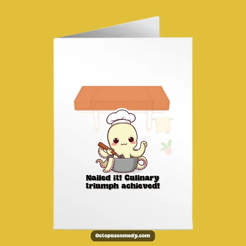 Free Printable Congrats Card: Octopus Chef - Funny Downloadable Success Celebration!