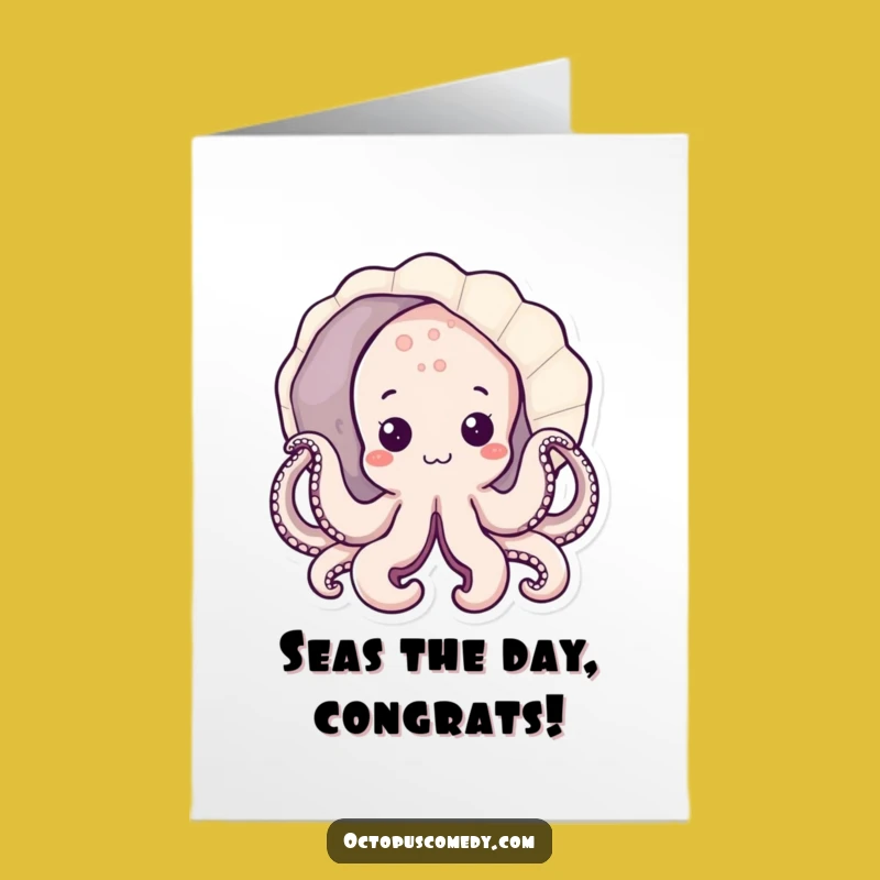 Free Printable Congrats Card: Peek-a-boo Kawaii Octopus - Print at Home