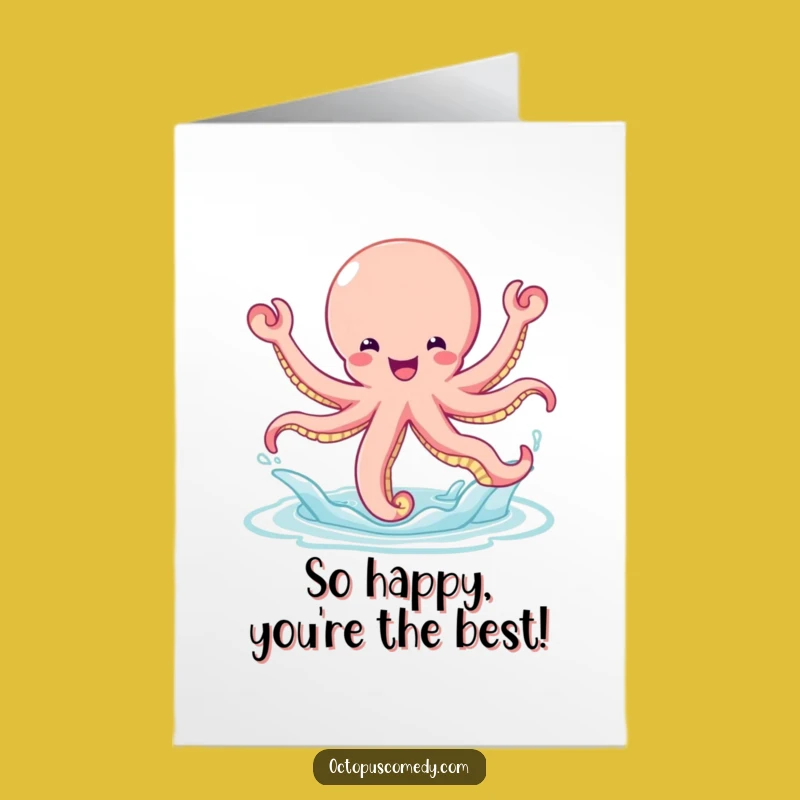 Free Printable Bouncy Octopus Congratulations Card: Leap of Joy Downloadable Gift