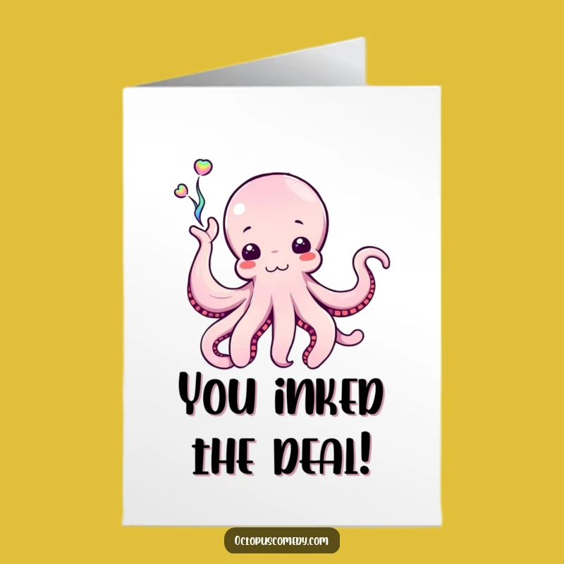 Free Printable Congrats Card: Inky Octopus, Creative Downloadable Gift for Big Wins