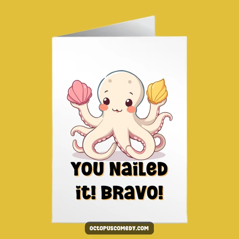 Free Printable Congrats Card: Juggling Octopus Celebrates Your Amazing Achievement