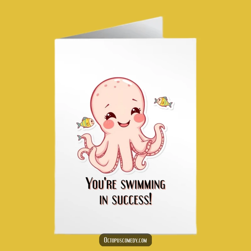 Free Printable Congrats Card: Playful Octopus Achievement - Funny Downloadable Gift